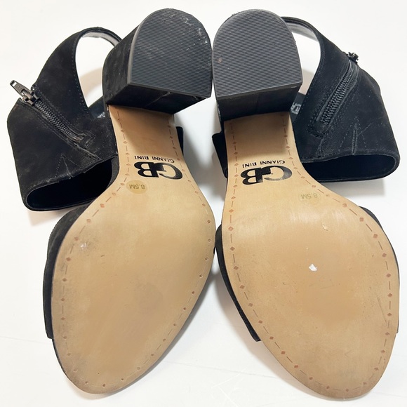 Gianni Bini, Black Leather Suede, Open Toe Blocked Heeled Sandals, SIZE 8.5M - Picture 3 of 11